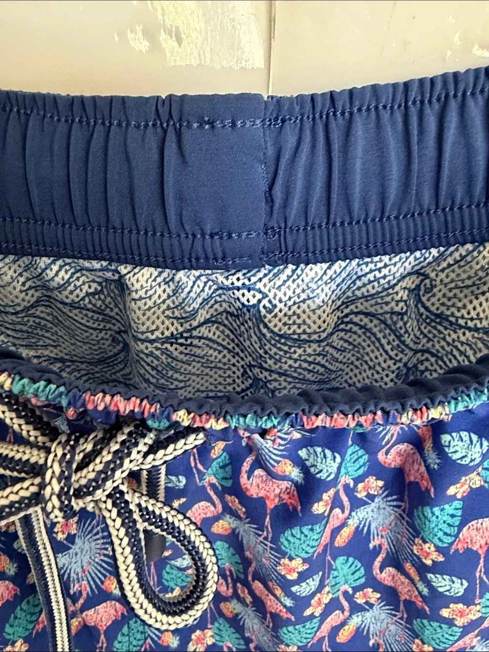 Peter Millar Navy Blue Flamingo & Leaf Hybrid Swim Shorts